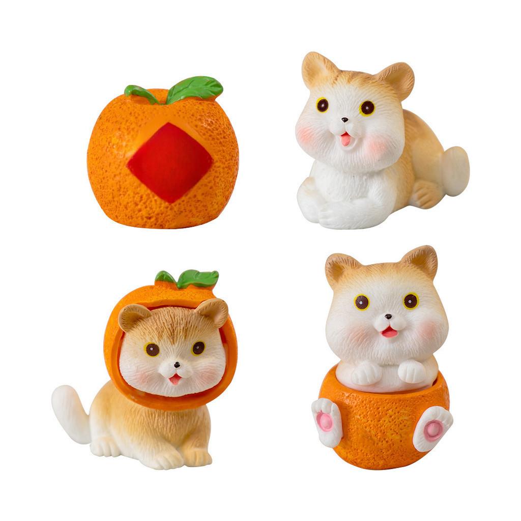 Creative New Year Lucky Orange Cat Blind Box Resin Craft Figurines Collectible