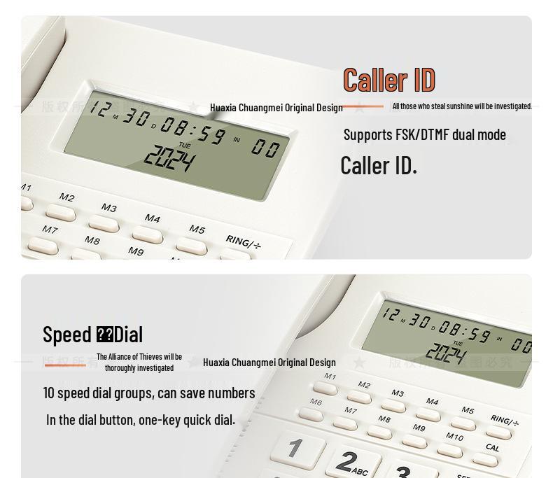 Bedraad Telefoonbasisstation met Eén-Touch Bellen & Nummerherkenning voor Thuis en Kantoor