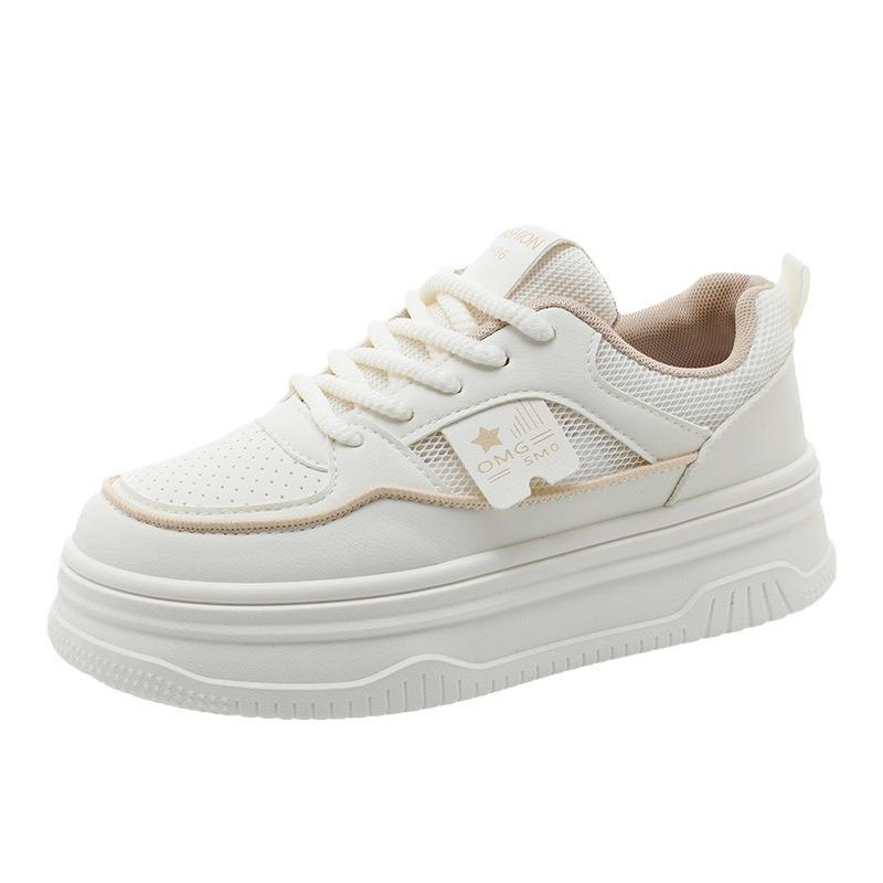 F161 Nya Mesh Yta Vita Skor Dam Sommar Plattform Mesh Skor Höjdökande Andningsbara Slitstarka Damskor Casual Sport
