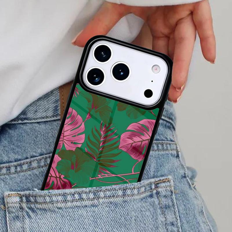 Tropical Green Plant Leaf Phone Case for iPhone 17ProMax 12 13 14 15 16e 17 Pro Max Plus Air Cover