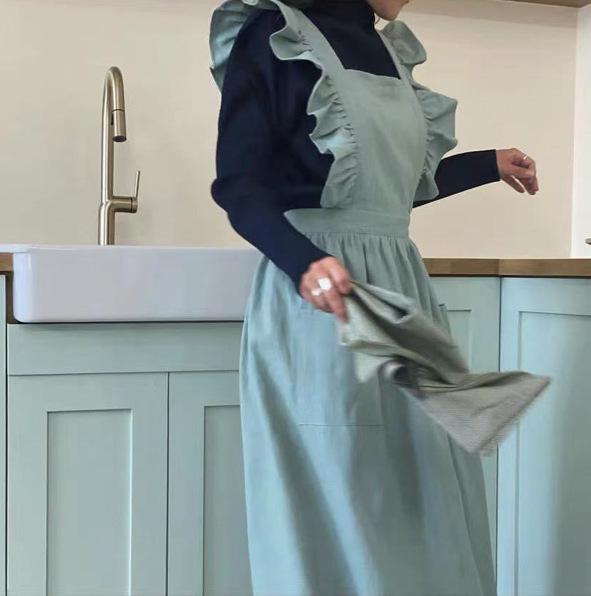 European & American Retro French-Style Ruffled Apron for Baking & Art - Large Size