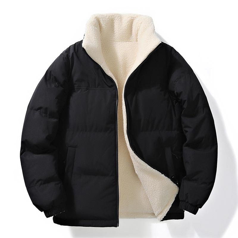 Winter Double-sided Wear Stand-up Collar Cashmere Cotton-padded Jacket for Men and Women with The Same Cotton-padded Jacket Coat Padded Casual Coat.