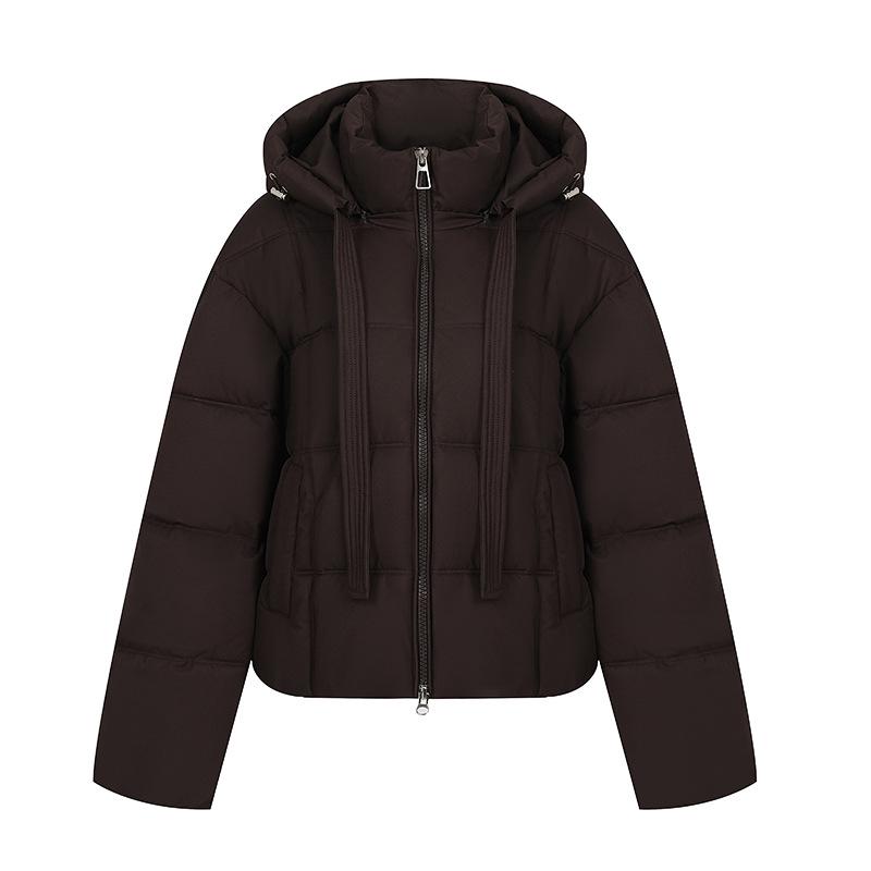 Korean Style Hooded Cropped Cotton Padded Jacket - Winter Outerwear for Short and Plus Size