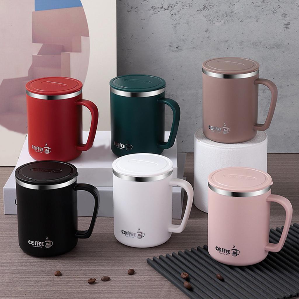 Double Wall Coffee Cup Mug Insulated Anti Scalding Water Cup With Handle Portable 304 Stainless Steel Drinking Cup