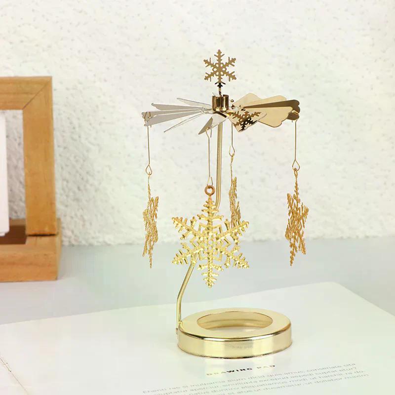 Gold Metal Rotating Candle Holder, Christmas Dinner Wedding Party Decor