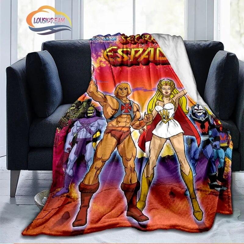 Cartoon Masters of The Universe Fashion Cashmere Blanket 3D Printed He-Man Flanela Pluszowa Miękka Wygodna Domowa