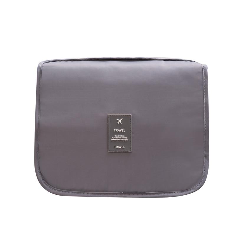 

Waterproof Travel Toiletry Bag With Hanging Hook For Cosmetics And Bathroom Storage Gray