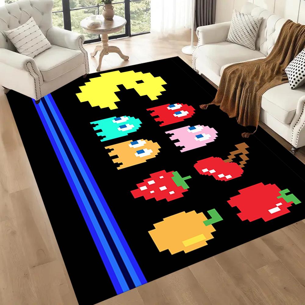 Pac-man Adventure Square rugs are a great choice for living rooms, bedrooms, home décor, and as gifts.