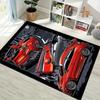 Red Supercars Night Mountain Scene Comic Print Area Rug Non‑Slip Rectangular Floor Mat Auto Enthusiast Decor for Gaming Bedroom Living Room