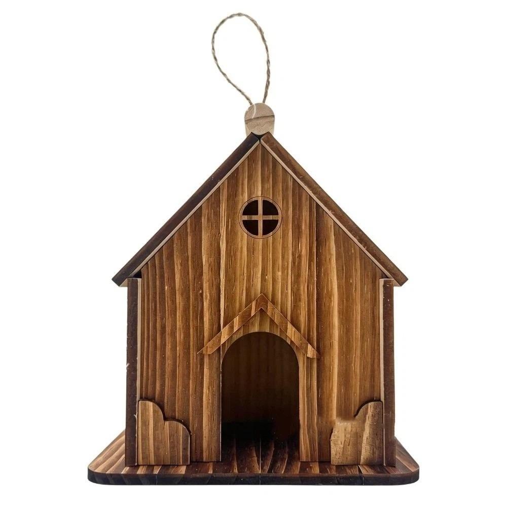 

Handmade Wooden Bird House Rainproof Bird Feeding Station Hanging Birdhouse Wild Birds Style C