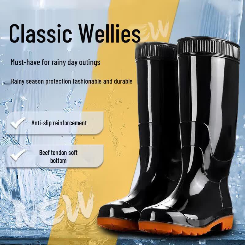 Black Anti-Slip Waterproof Rain Boots