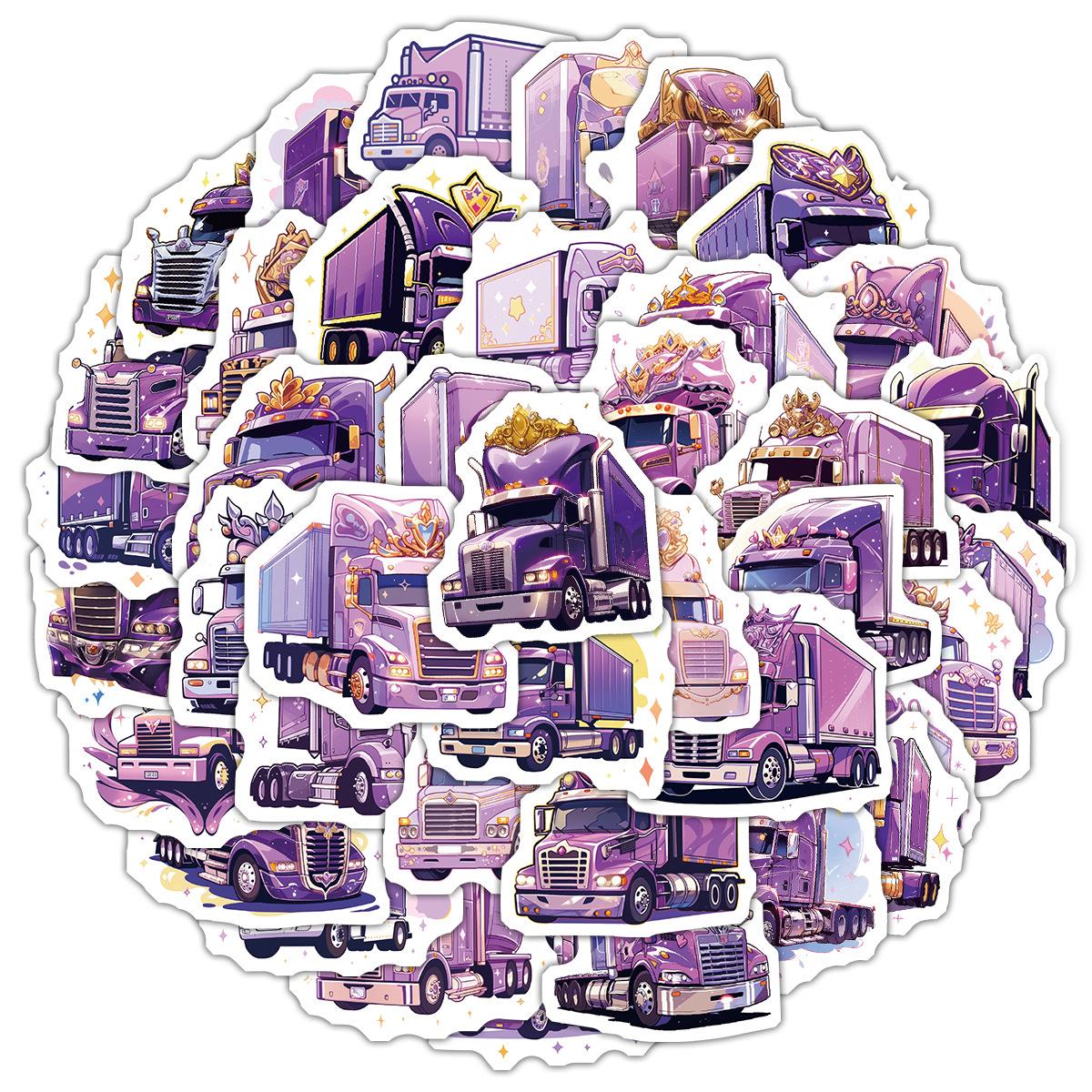 

50 Cute Purple Truck Series Graffiti Stickers for DIY Stationery, Water Cups, Computers, Waterproof Decoration Stickers