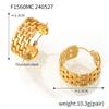 European-INS Style C-Shaped Titanium Steel Earrings for Women, Hollow Carved, Non-Fading
