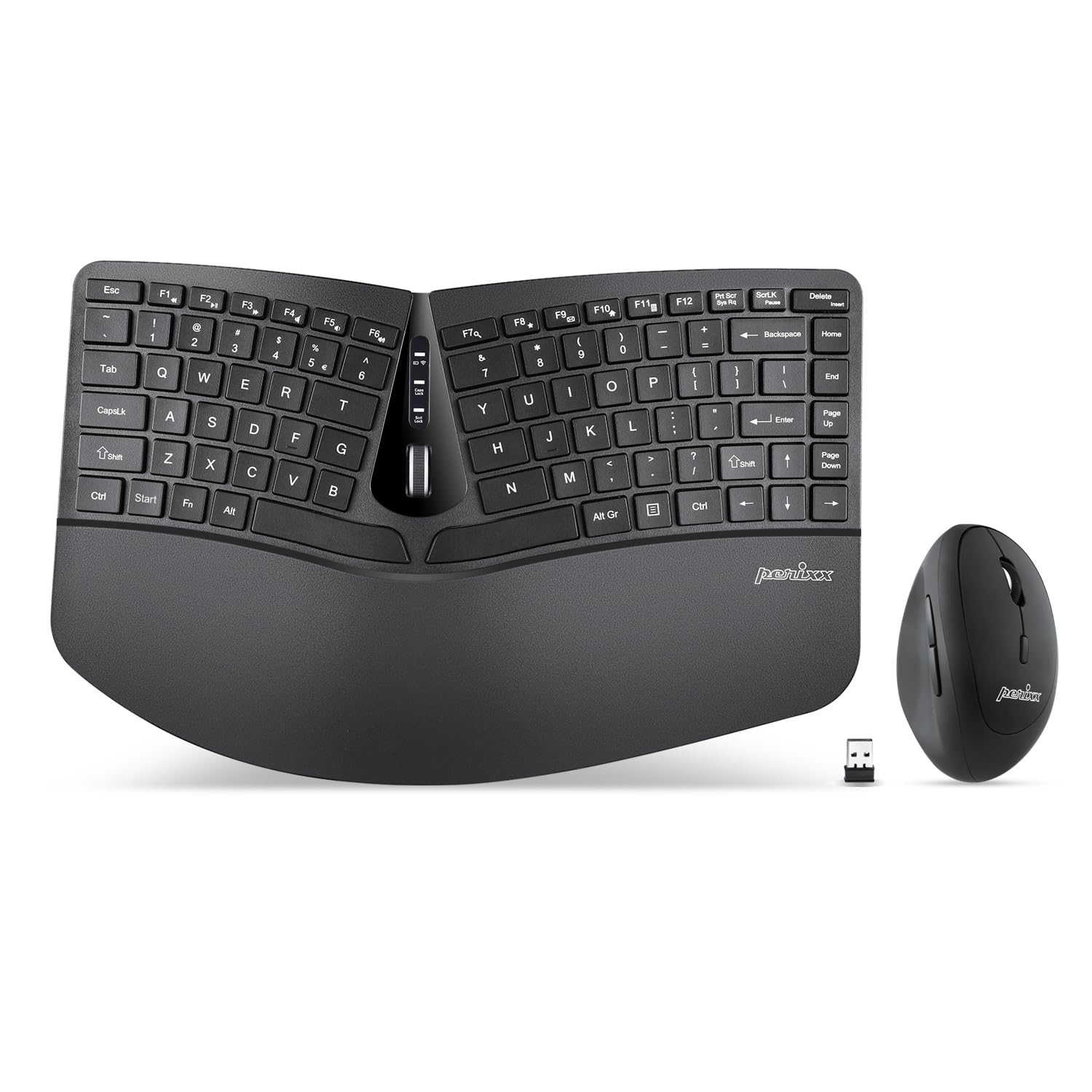 

Бездротова міні-клавіатура-миша Perixx Ergonomics з регульованою підставкою для рук та коліщатком нахилу, мембранний тип, англійська мова PERIDUO-606 (Бездротове розташування) чорний
