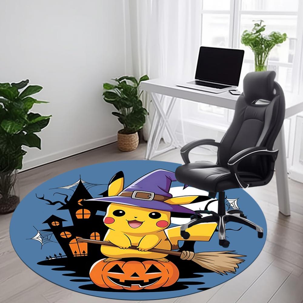 Halloween Pikachu Office Round Area Rug, Under Office Chairs Bedroom Living Room Home Decor  A1022250