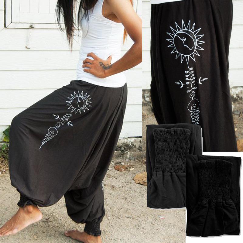 

Женщины свободные индийские гарем брюки Тотем Народный стиль широкие брюки ноги женский осень 2019 New