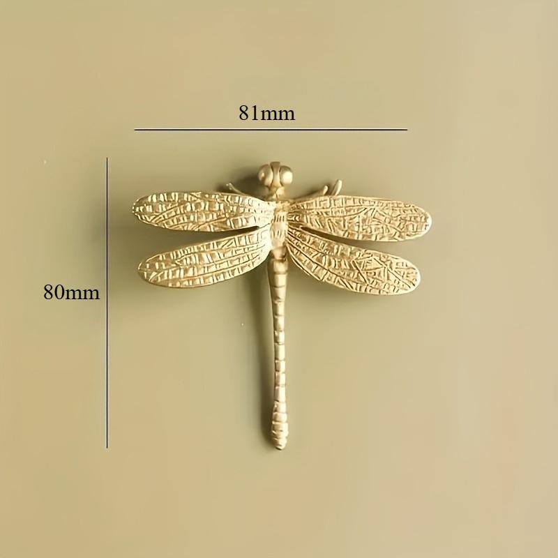 2pcs Dragonfly Design Solid Brass Cabinet Knobs - Polished Finish, Easy Install Drawer Pulls for Home Decor & Furniture
