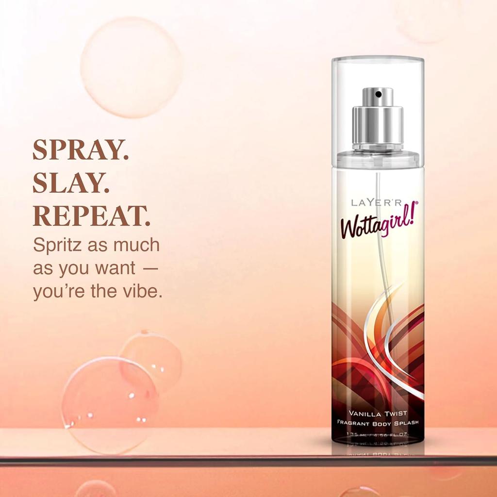 Wottagirl Vanilla Twist Body Splash, 135ml | Dreamy Vanilla Scent | Everyday Wear | Refreshing & Skin-Friendly