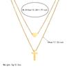316L Stainless Steel Double Layer Cross Heart Pendant Collarbone Necklaces For Women Creative Fashion New Jewelry Party Gift