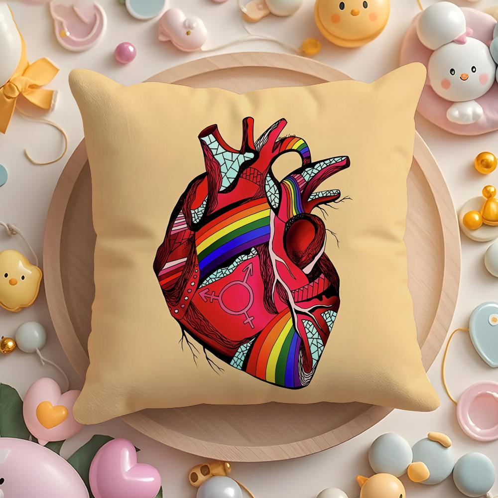 Heart Art Cushion Cover Short Plush DoubleSided Printing Home Machine Washable In Warm Winter Pillow Cover