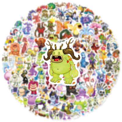 100 PIÈCES My Singing Monsters Jeu de Musique Autocollants Petits Autocollants Imperméables pour Réfrigérateur Guitare Ordinateur Portable Planche à Roulettes Jouet Décor