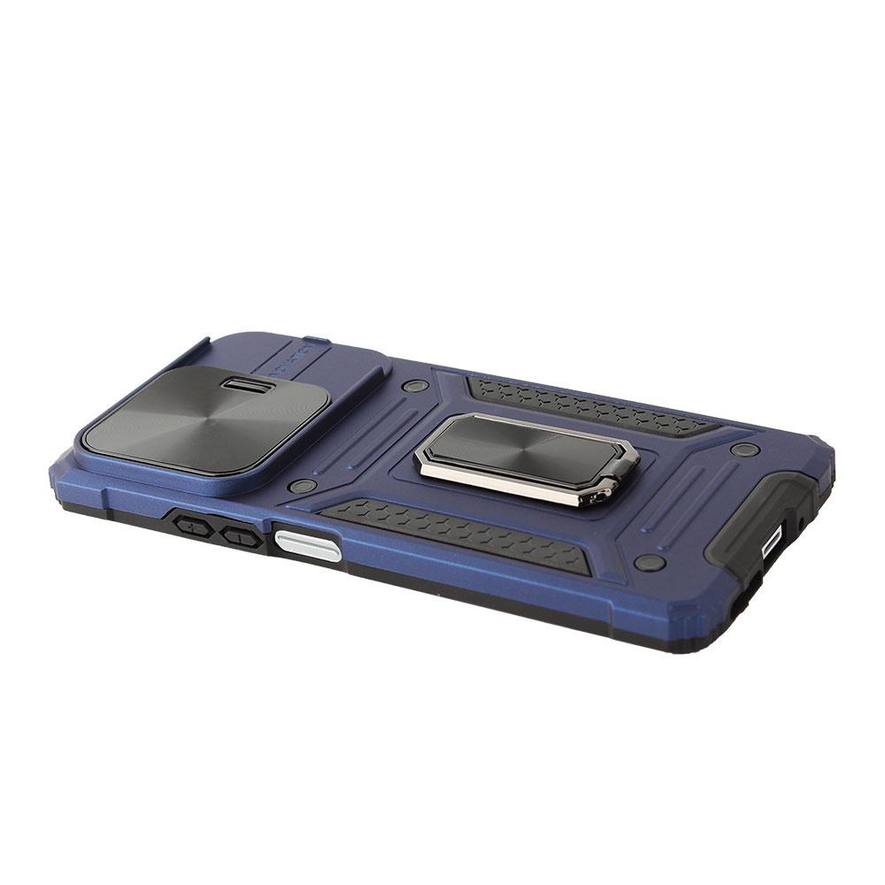 Armored case for Xiaomi Redmi Note 13 5G, CamShield Slide, blue + 9H tempered glass
