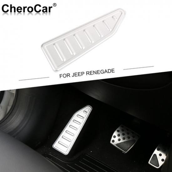 

Silver Aluminum Left Foot Rest Pedal Panel Decor Trim For Jeep Renegade 2016+