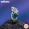 WOSTU 925 Sterling Silver 12 Color Flower Birthstone Charms Bead Fit Original Bracelet DIY Necklace Girl Daughter Birthday Gift