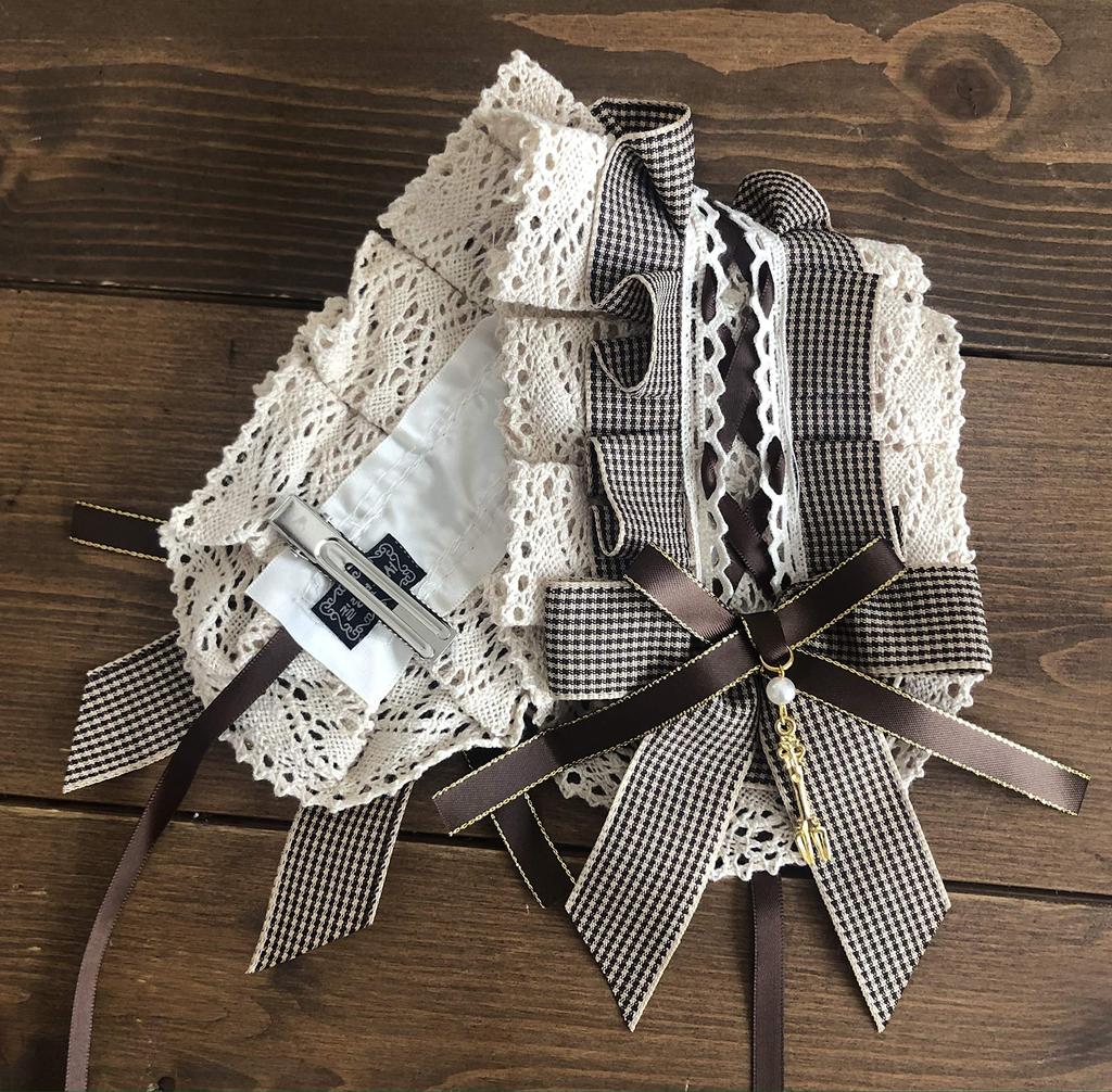 Lolita Check Lace Headband for Gothic Cosplay Hair Cute Maid Cafe Hair Accessory Women, Ruffled, Lolita, Ribbon, Ornament, [J's Select] (Brown)