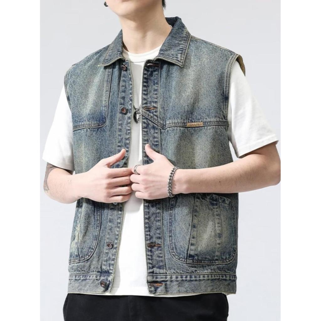 Men's Retro Denim Workwear Vest - Spring/Autumn 2025 Collection, New Loose Fit Gilet