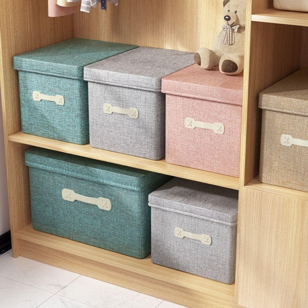 Cotton Linen Fabric Storage Box Drawer-type Covered Organization Box  Sundries Storage