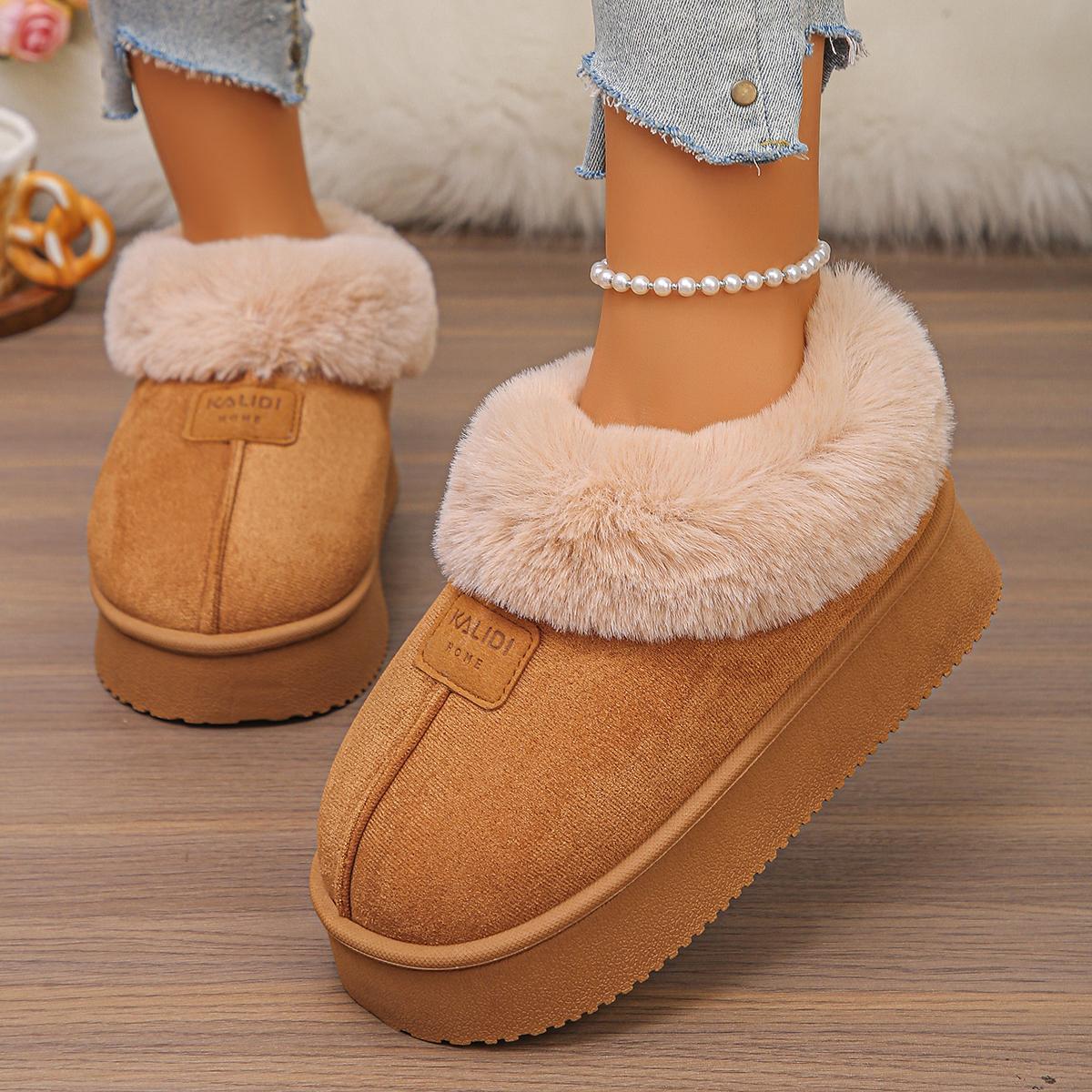 

Fashion Warm Faux Fur Snow Boots Women 2025 Winter Soft Thick Bottom Slip On Furry Booties Fashion New Style Suede Non Slip Ankle Boots 40-41 коричневый