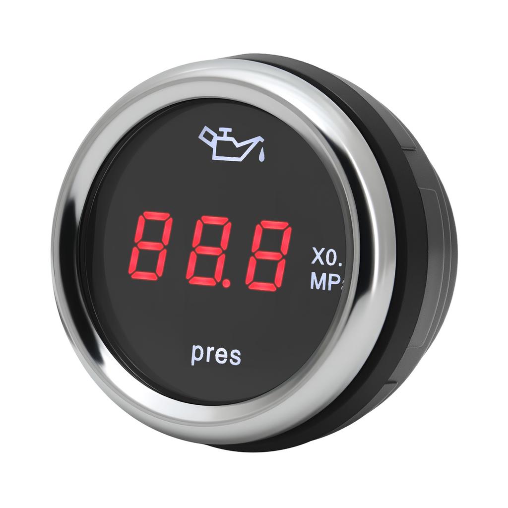 52m Digital Oil Pressure Gauge With 0-1.0 Mpa Oil Press Sensor 1/8 NPT Oil Press Meter +Flashing Alarm For Car Truck 12V/24V