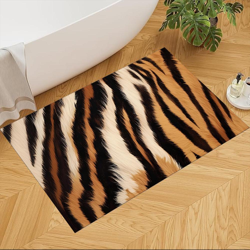 Tiger Stripe Pattern Close-up Non-Slip Home Carpet Design for Office Decor Living Room Bedroom Gift