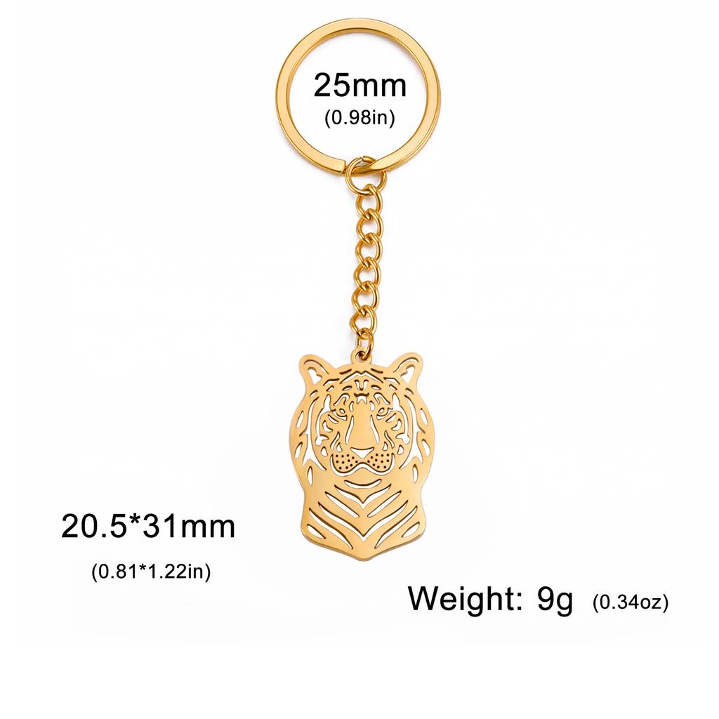 Dreamtimes 2026 Tiger Pendant Keychain Fashion Punk Stainless Steel Men's Animal Head Accessories Gift