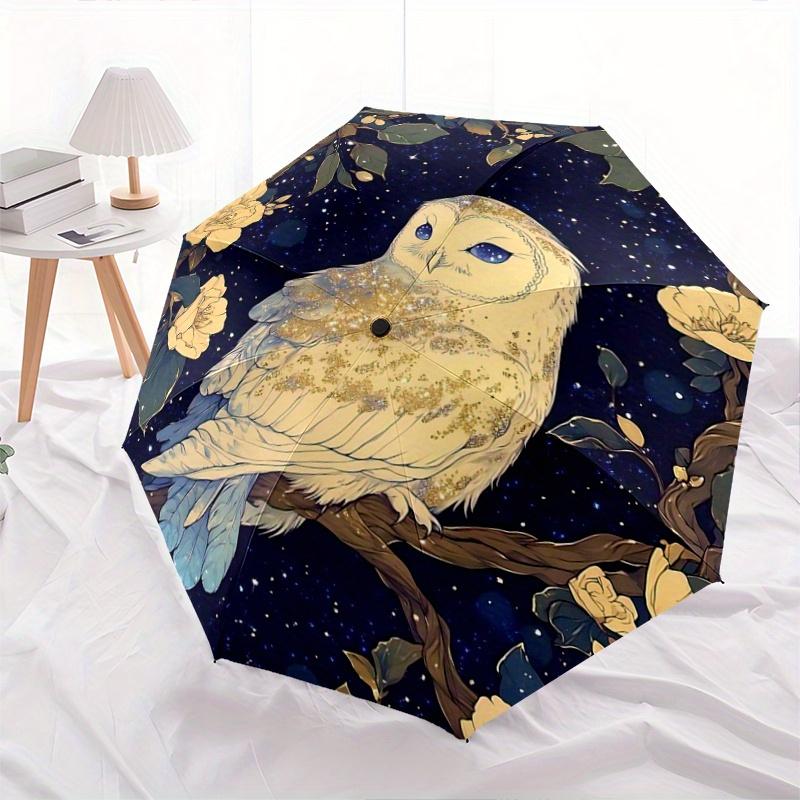1pc Owl Enchanted Night Automatic Opening and Closing Umbrella - Small Umbrella Suitable for Various Occasions Y064