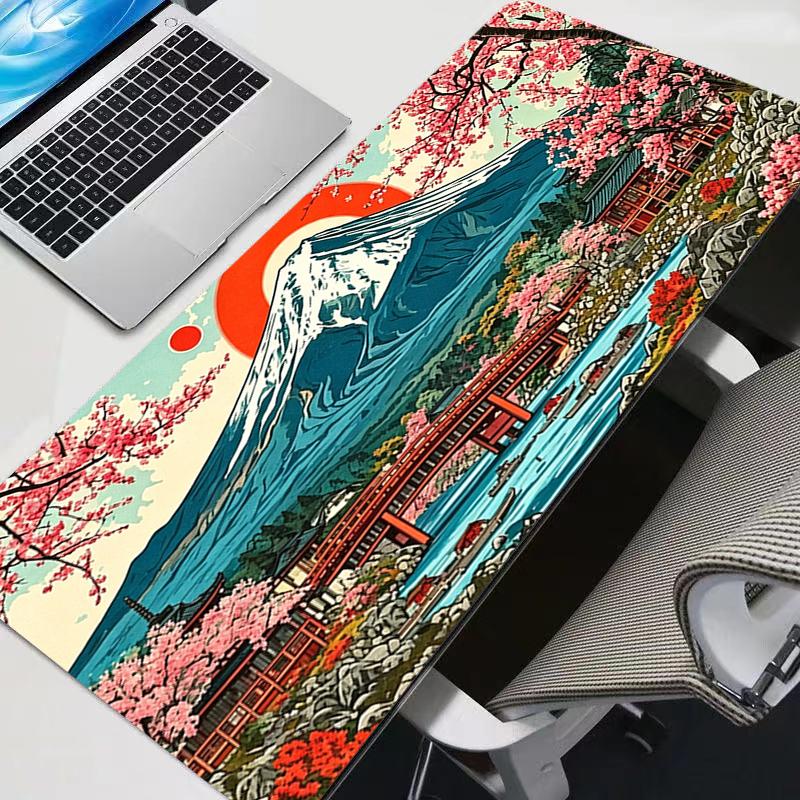 Large Mouse Pad Fuji Mountain Cherry Blossoms Notbook Desk Mat Rubber Gamer carpet Keyboard Rug Non-Slip Esports Gaming Mousepad
