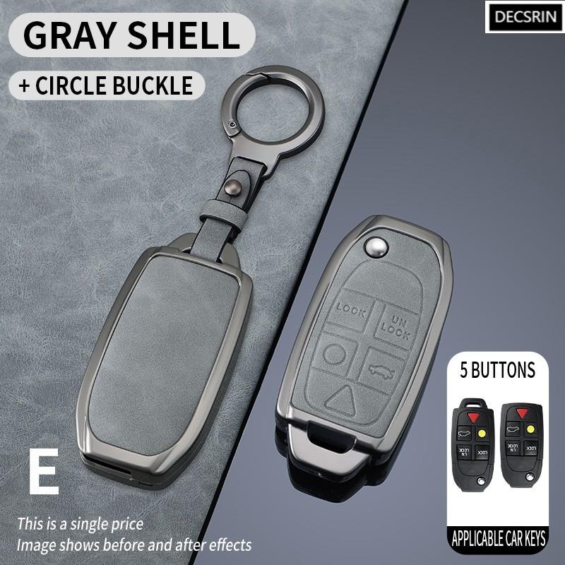 Zinc Alloy + Leather Car Key Case Cover Holder Shell Fob For VOLVO S60 S80 V70 XC70 XC90 Car Remote Interior Accessories