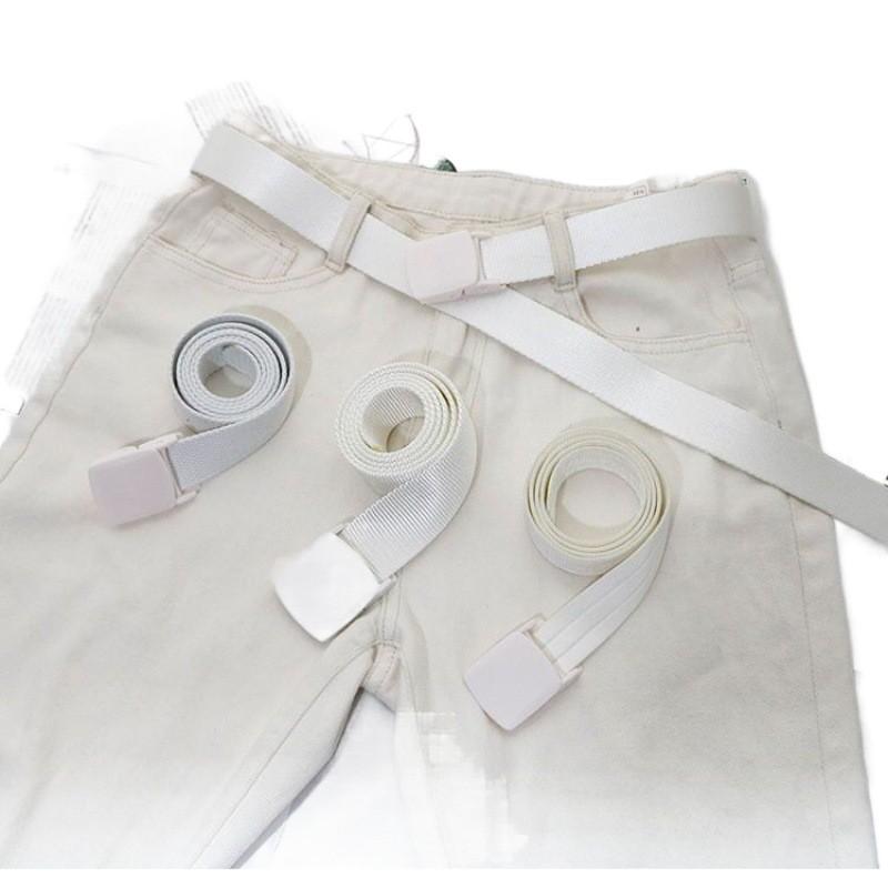 Fashionable Adjustable White Belt For Women Minimalist Smooth Design No Metal No Magnetic For Easy Security
