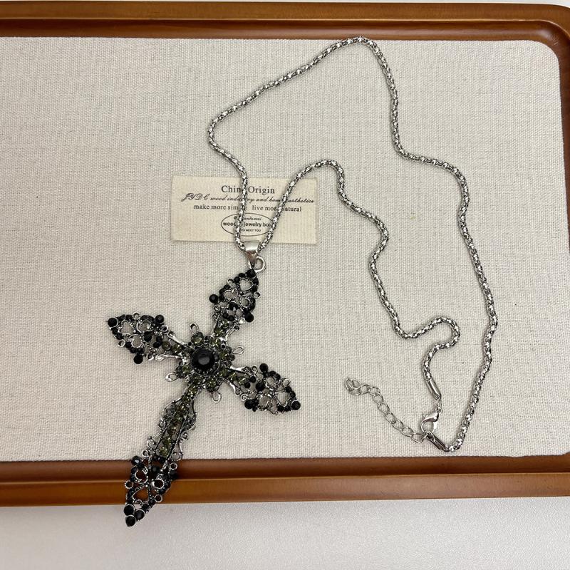 Goth Cross Pendant Necklace Women's Punk Style Fashion Jewelry Accessory Multilayer Chain Choker Necklaces