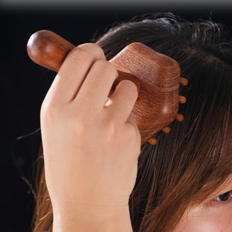 Portable Sandalwood Gua Sha Massage Tool Head Neck Leg Body Meridian Massager Lymphatic Muscle Relief Pain Deep Tissue Massage