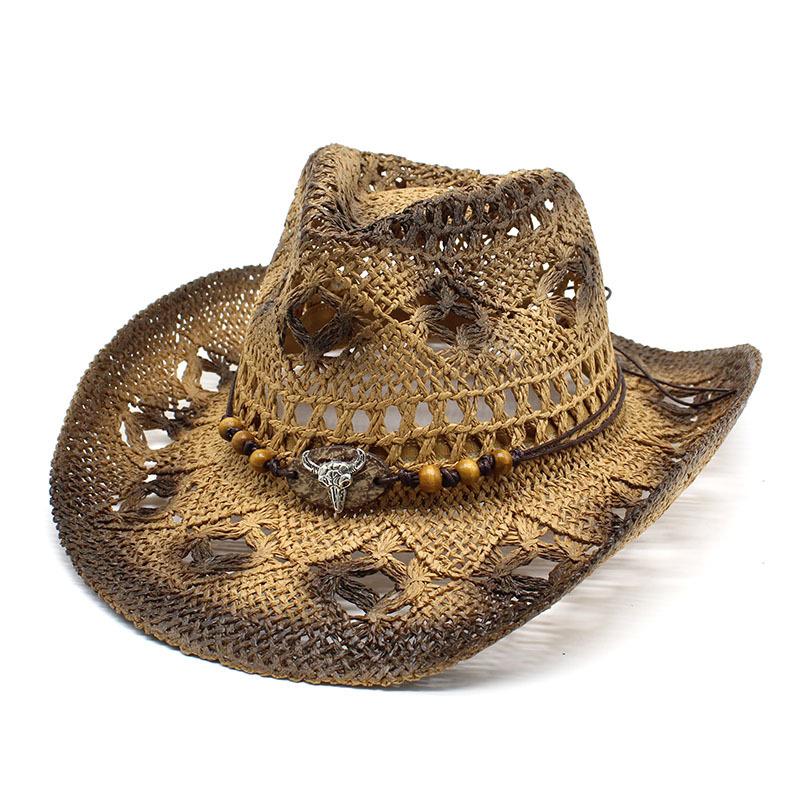 Scenic Outdoor Beach Ethnic Style Western Cowboy Hat Sunscreen Sunshade Straw Hat Jazz Top Hat Hat