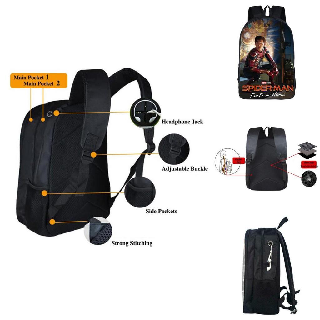 Stylish Spiderman Far From Home Backpack With Durable Oxford Cloth Design For Kids