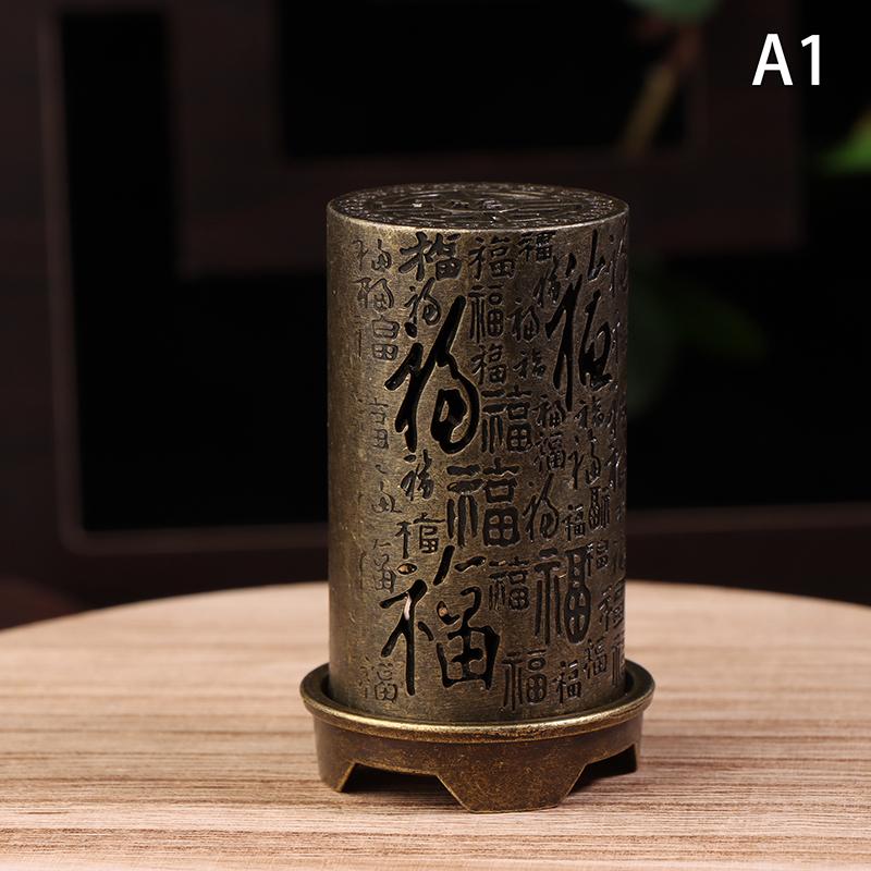 Alloy Censer Incense Holder Square Cylinder Vertical Incense Burner Indoor Aromatherapy Home Ornament Chinese Incense Burners