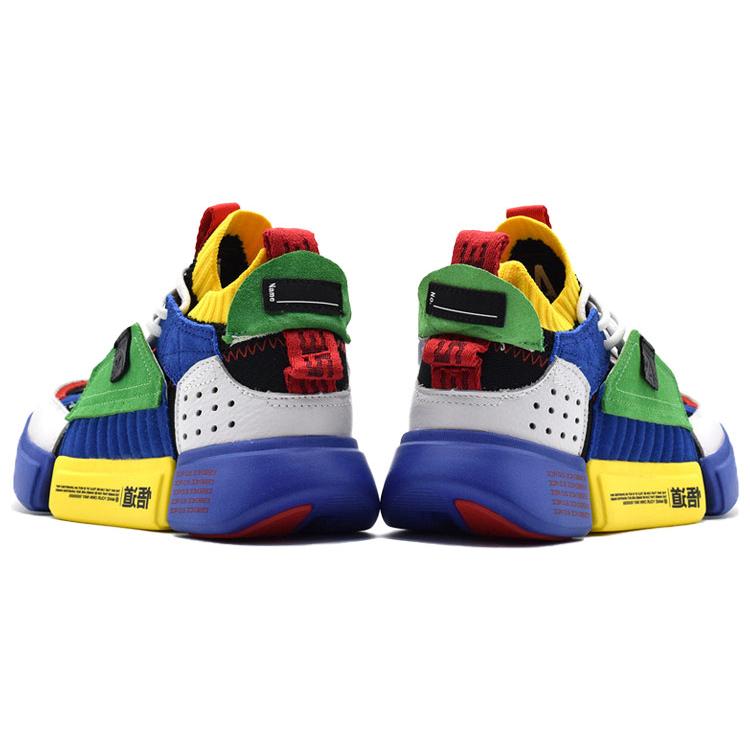 Li Ning Way Of Wade Cushioning Slip Resistant Mid top Vintage Basketball Shoes Women's Blue Green Yellow AGWN024-1