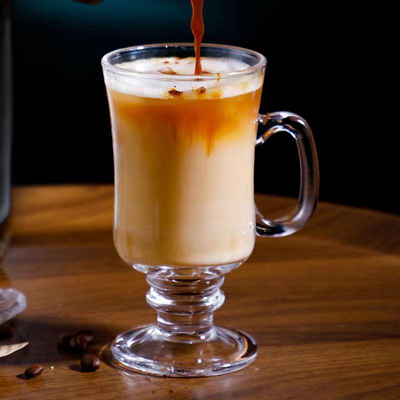Available: Thickened Irish Coffee Glass with Handle for Cold Drinks, Juice, Desserts, and Ice Cream ZB395 Irish Coffee Cup