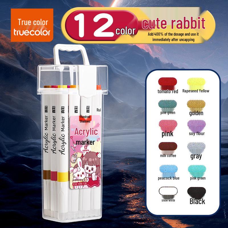 True Color Double-Ended Oil-Based Markers: Quick-Drying Anime Art Set with Hard Tips for Students
