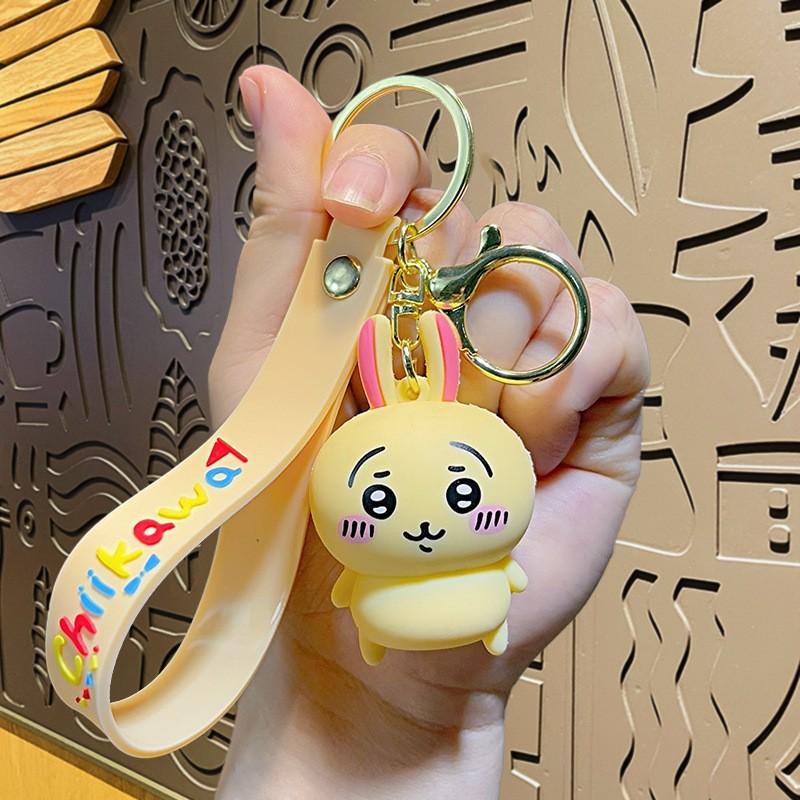 Kawaii PVC 3D Figure Keychain Cute Usagi Hachiware Ushachi Cartoon Pendant Bag Charm & Key Ring Party Birthday Perfect Gift