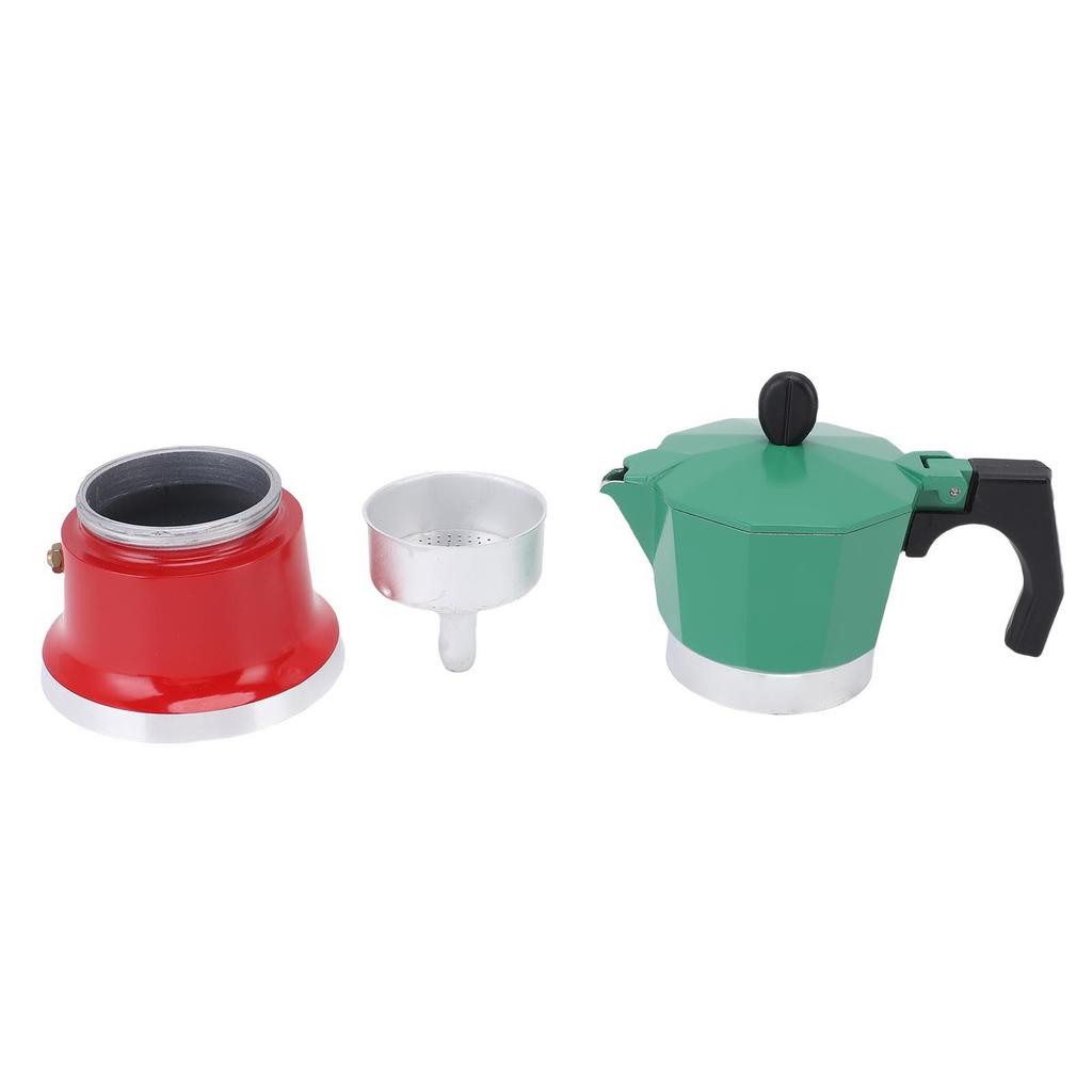 Coffee Pot Italian Coffee Maker for Gas Electric Stove Top 3 Cup Camping Manual Cuban Coffee Percolator Green and Red