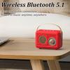 Retro FM Radio Portable FM Receiver Vintage Bluetooth Speaker Subwoofer TF/USB/Headphones Player Rechargeable Radios for Gift